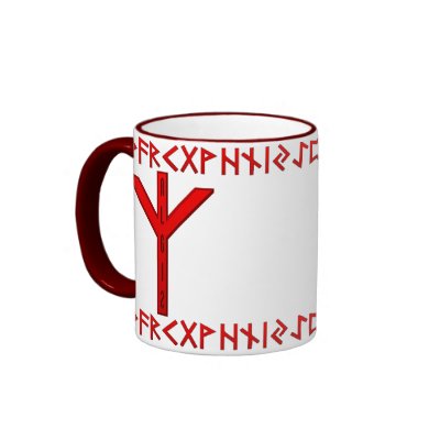 Algiz Rune red Coffee Mugs by JKcoder