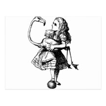 Alice and Flamingo Inked Black Post Cards