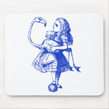 Alice and Flamingo Inked Blue Mousepads