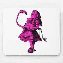Alice and Flamingo Inked Pink Fill Mousepads