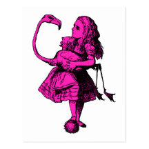 Alice and Flamingo Inked Pink Fill Postcards