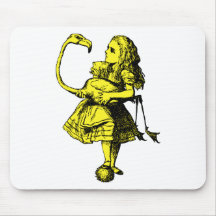 Alice and Flamingo Inked Yellow Fill Mouse Pad