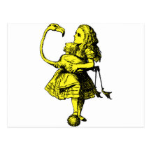 Alice and Flamingo Inked Yellow Fill Post Cards