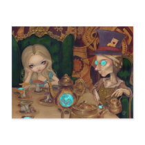 Alice and the Mad Hatter steampunk Postcard