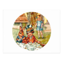 ALICE AND THE MAD HATTER'S TEA PARTY POSTCARD