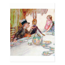 Alice and the Mad Hatter's Tea Party Postcard