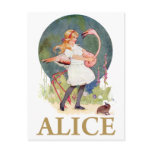 ALICE AND THE PINK FLAMINGO PLAY CROQUET POST CARDS