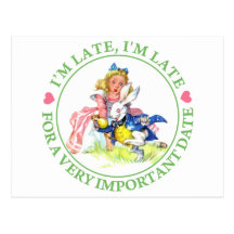 ALICE AND THE WHITE RABBIT - I'M LATE! POST CARDS