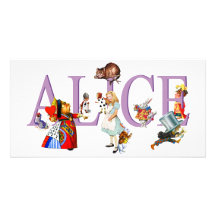 ALICE AU PAYS DES MERVEILLES ET AMIS CARTE AVEC PHOTO