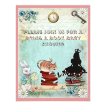 Alice & Cheshire Cat Bring a Book Baby Shower Invitation