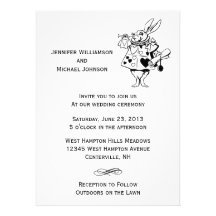 Alice dans le mariage moderne blanc noir du pays d invitation personnalisable
