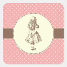 Alice en pois du pays des merveilles autocollants carrés