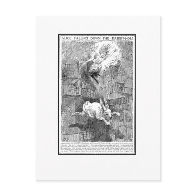 Alice Falling Down the Rabbit-Hole Postcard by FirstNightDesign