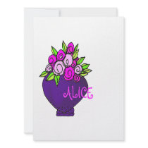 ALICE Floral Bouquet Flat Personalized Note Cards Announcements