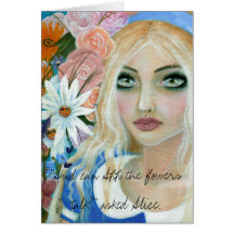 Alice in the Garden of Live Flowers Greeting Card
