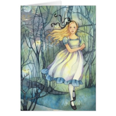 Alice in the Tulgey Wood - Wonderland Card by yarmalade