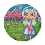 Alice in Wonderland and the Flamingos Magnet
