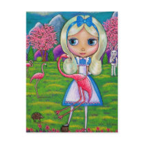 Alice in Wonderland and the Flamingos Postcard
