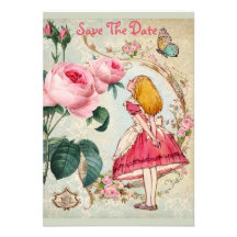 Alice in Wonderland Baby Shower Save the Date Personalized Announcement