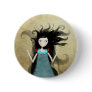 Alice in wonderland blue dress red flowers  Button