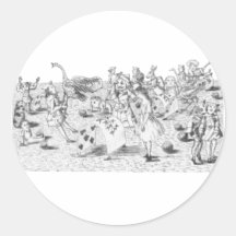 Alice in Wonderland by Lewis Carroll Black White Round Stickers