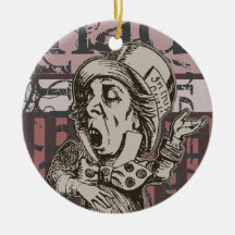 Alice In Wonderland Mad Hatter Grunge (Pink) Christmas Ornaments