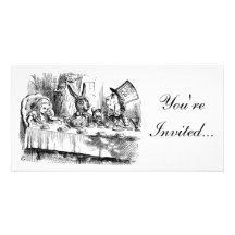 Alice In Wonderland Mad Tea Party Invitation Custom Photo Card