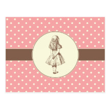 Alice in Wonderland Polka Dots Post Card