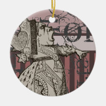 Alice In Wonderland Queen of Hearts Grunge (Pink) Ornaments