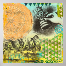 Alice in Wonderland Tea Party Mixed Media Painting Poster