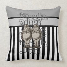 Alice In Wonderland Tweedledum & Tweedledee Grunge Throw Pillow