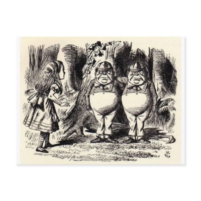 Alice in Wonderland: Twiddle Dee and Twiddle Dum Post Cards by jerseyskimmilk