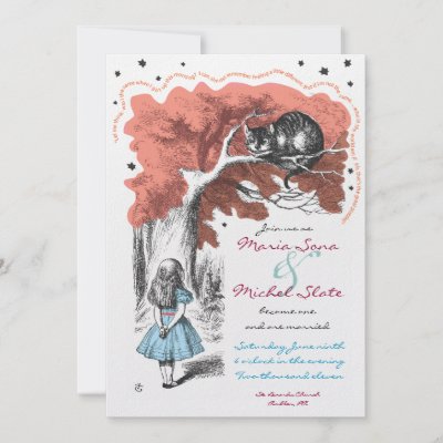 bohemium wedding dresses Alice In Wonderland Wedding Invitation by