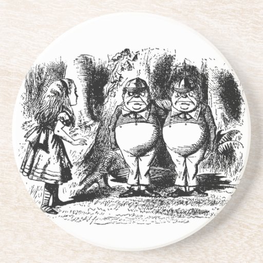 Alice in Wonderland with Tweedledum and Tweedledee Beverage Coasters