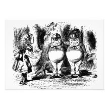 Alice in Wonderland with Tweedledum and Tweedledee Custom Invitations