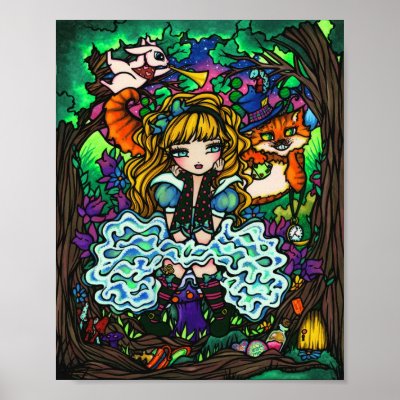 "Alice Lost" Alice in Wonderland Cheshire Cat Poster by hannahdisney