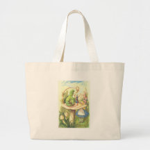 Alice Meets the Caterpillar Canvas Bags