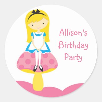 Alice mushroom birthday sticker