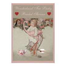 Alice & Pink Flamingo Bridal Shower Tea Party Invitation