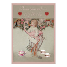 Alice & Pink Flamingo Sip & See Baby Shower Personalized Invite