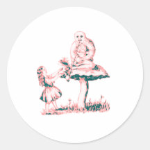 Alice & the Caterpillar by Lewis Carroll Round Sticker