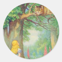 Alice & the Cheshire Cat Colour Round Stickers