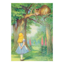 Alice & the Cheshire Cat Full Colour Personalized Invite