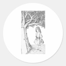 Alice & the Door by Lewis Carroll Black Blue Round Stickers