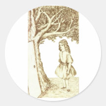 Alice & the Door by Lewis Carroll Sepia Pink Sticker