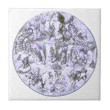 Alice & the Wonderland Gang Blue Tint Ceramic Tile