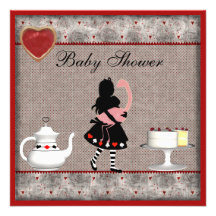 Alice with Flamingo Baby Shower Tea Party Invites