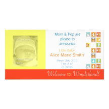 Alice's Block Tea Party Baby Announcement Photo Card