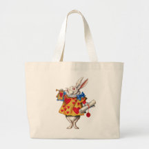 ALICE'S WHITE RABBIT IN WONDERLAND CANVAS BAGS