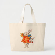 ALICE'S WHITE RABBIT TOTE BAGS